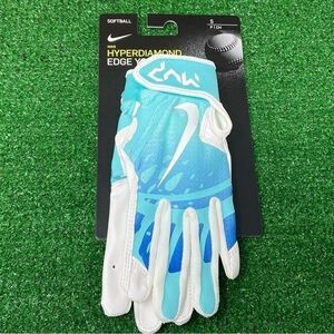 Nike 887791147271 Youth Hyperdiamond Edge Softball Batting Gloves Blue SZ S
